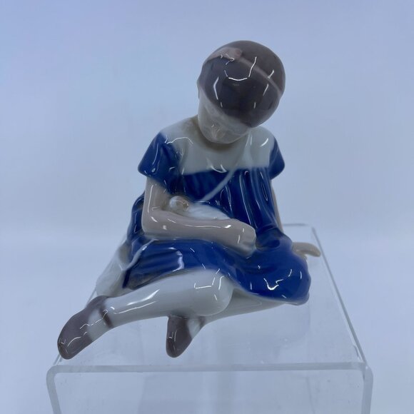 vintage b & g "girl with doll" porcelain figurine copenhagen denmark - Picture 1 of 7